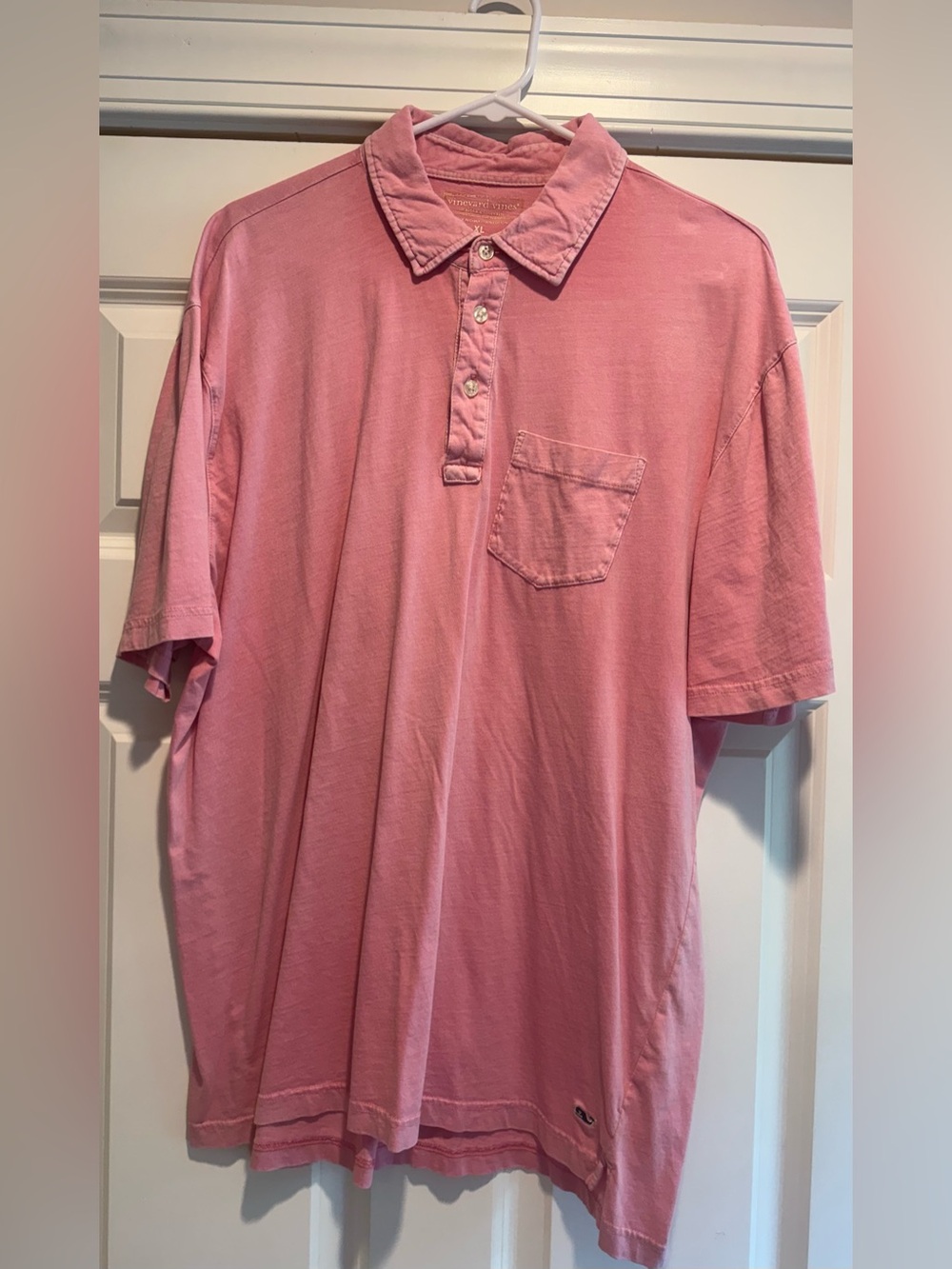 Vintage Vineyard Vines Men's Pink Short-Sleeve Pocket Polo